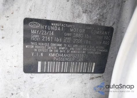 2015 Hyundai Elantra Sport из США, поврежденный, VIN KMHDH4AHXFU233371